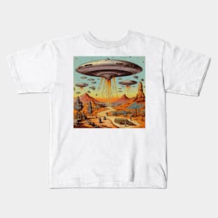 Vintage Comics UFO Encounters UFO Witness Cartoon Vintage Kids T-Shirt